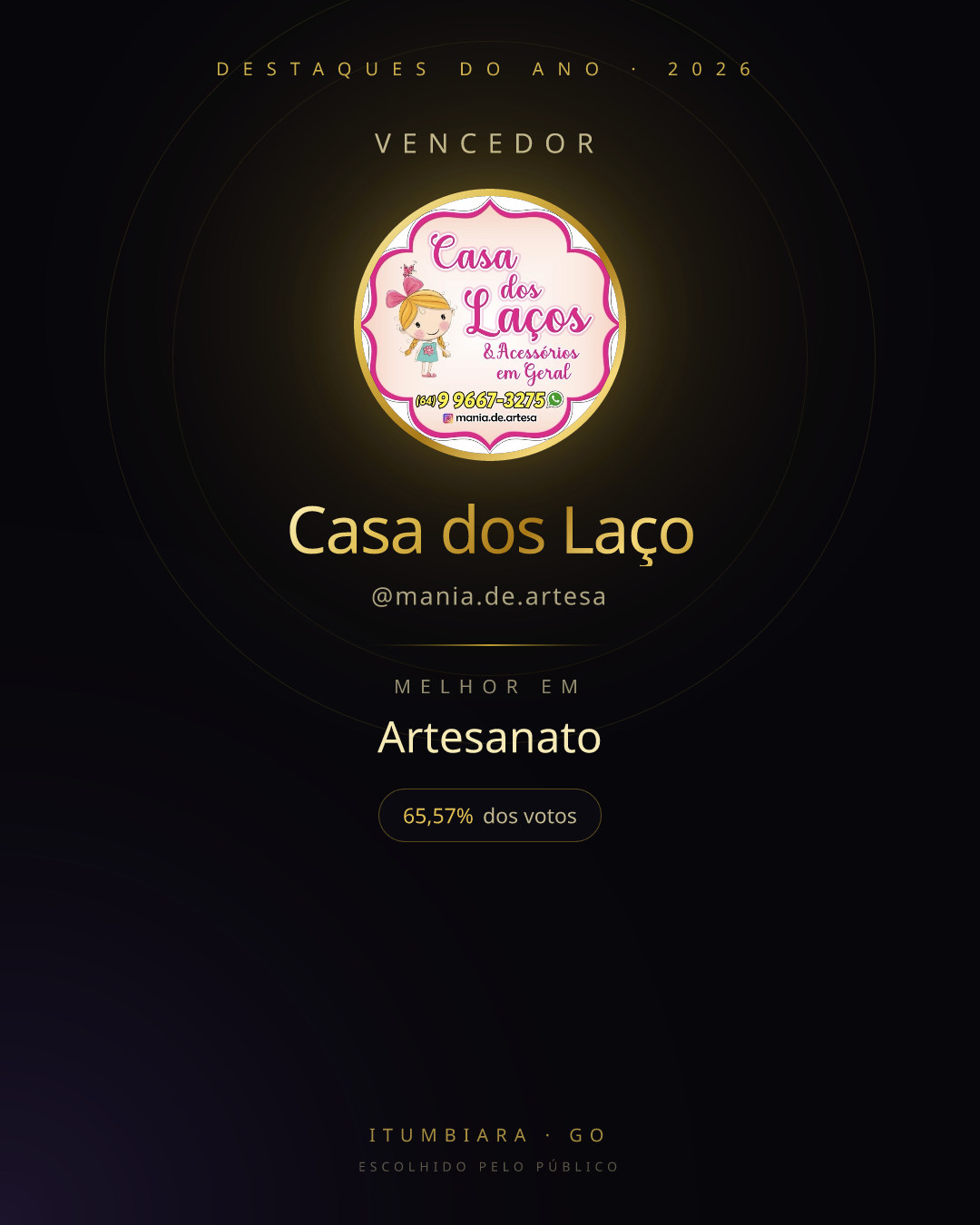 Card de vencedor de Casa dos Laço