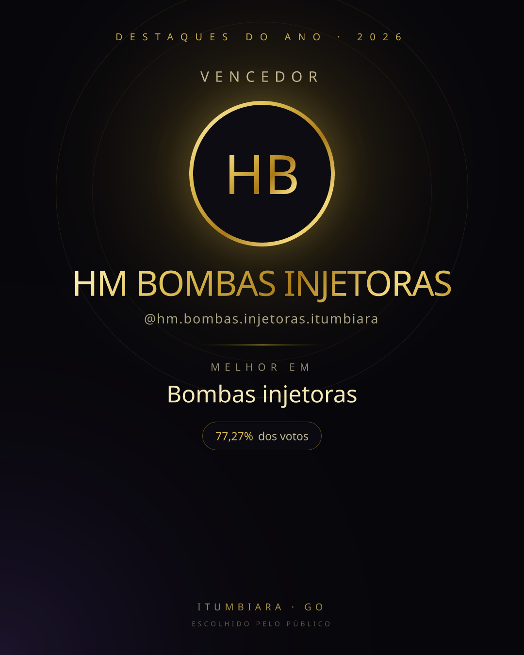 Card de vencedor de HM BOMBAS INJETORAS