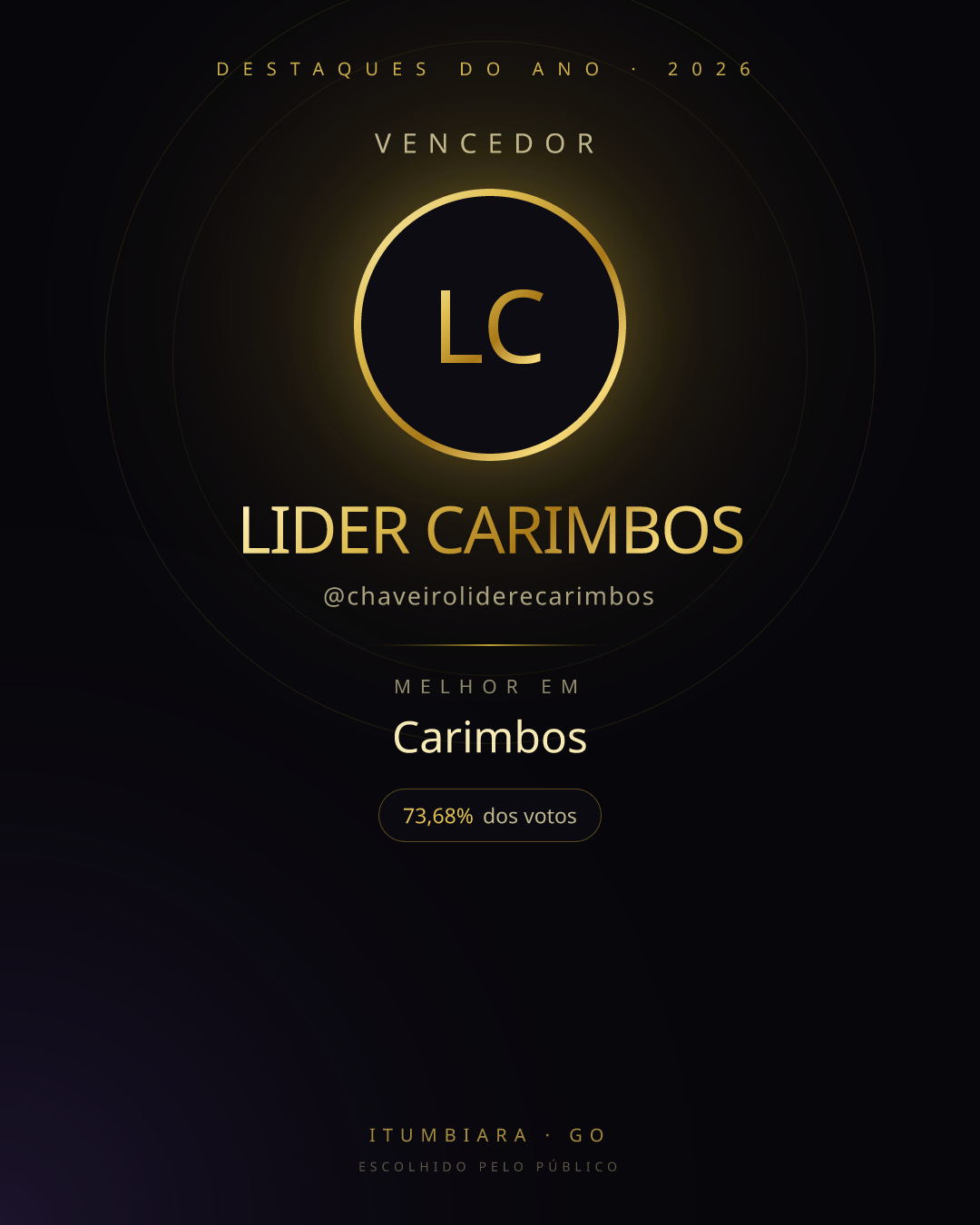 Card de vencedor de LIDER CARIMBOS
