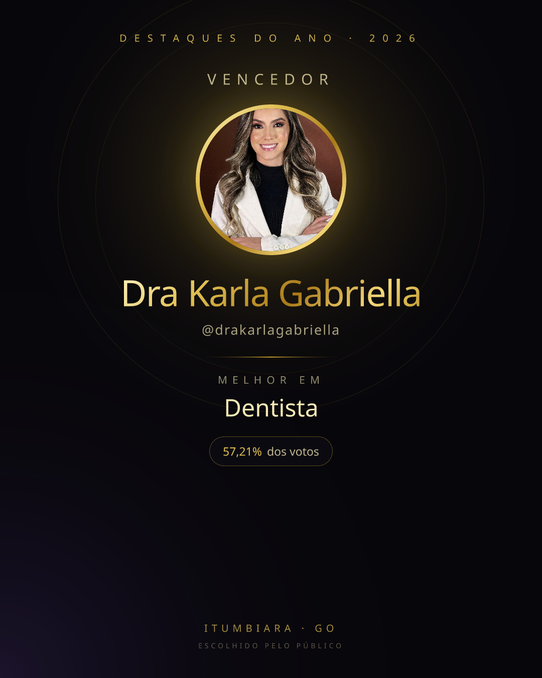 Card de vencedor de Dra Karla Gabriella