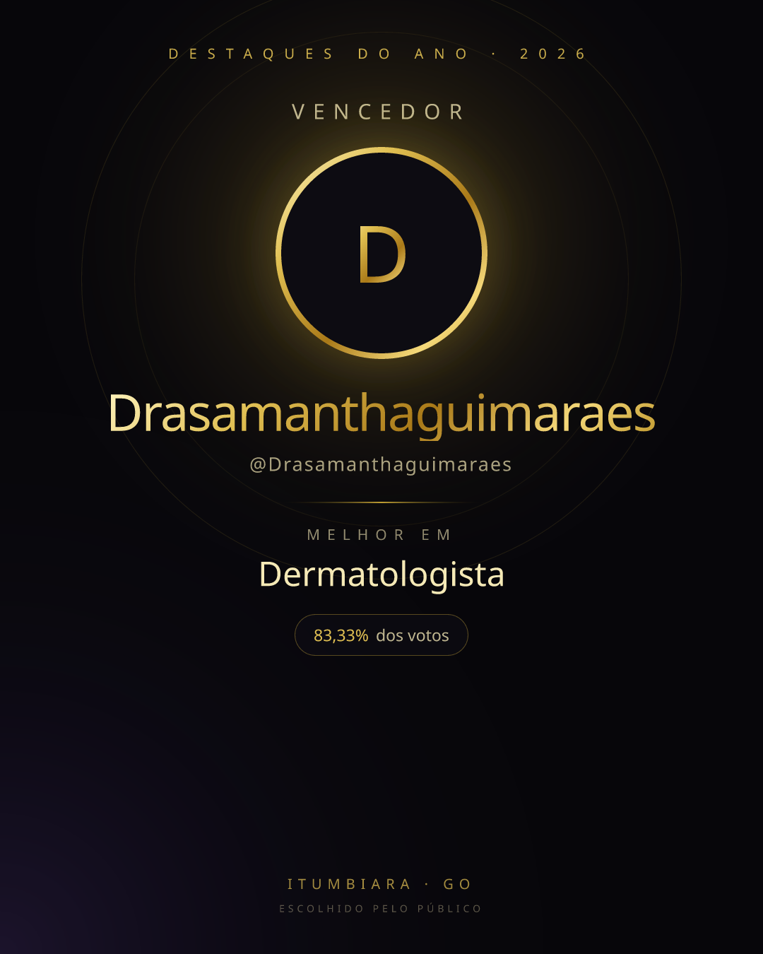 Card de vencedor de Drasamanthaguimaraes