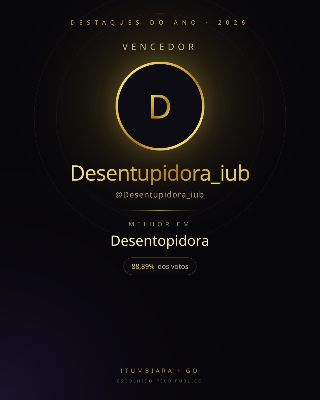 Card de vencedor de Desentupidora_iub