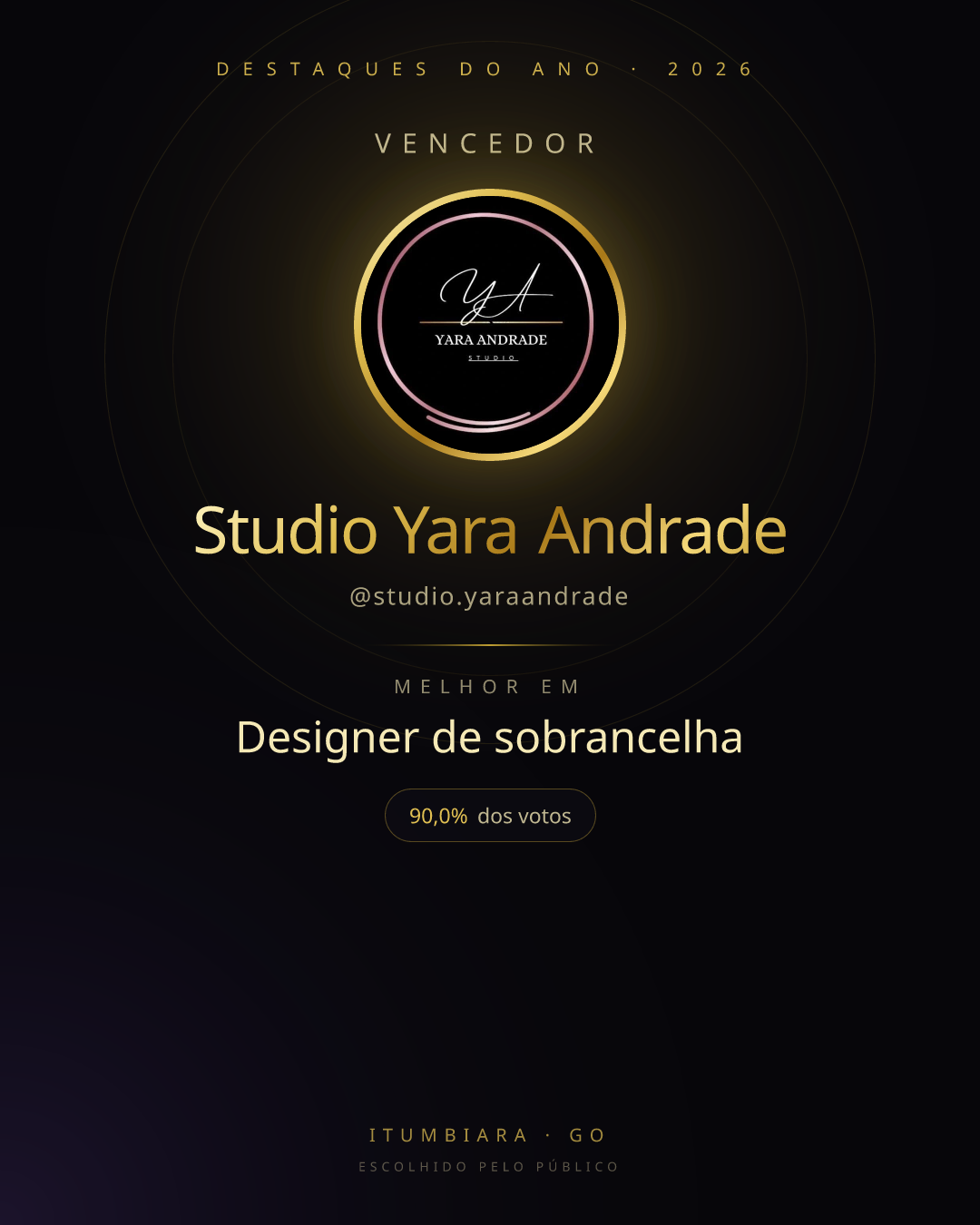 Card de vencedor de Studio Yara Andrade