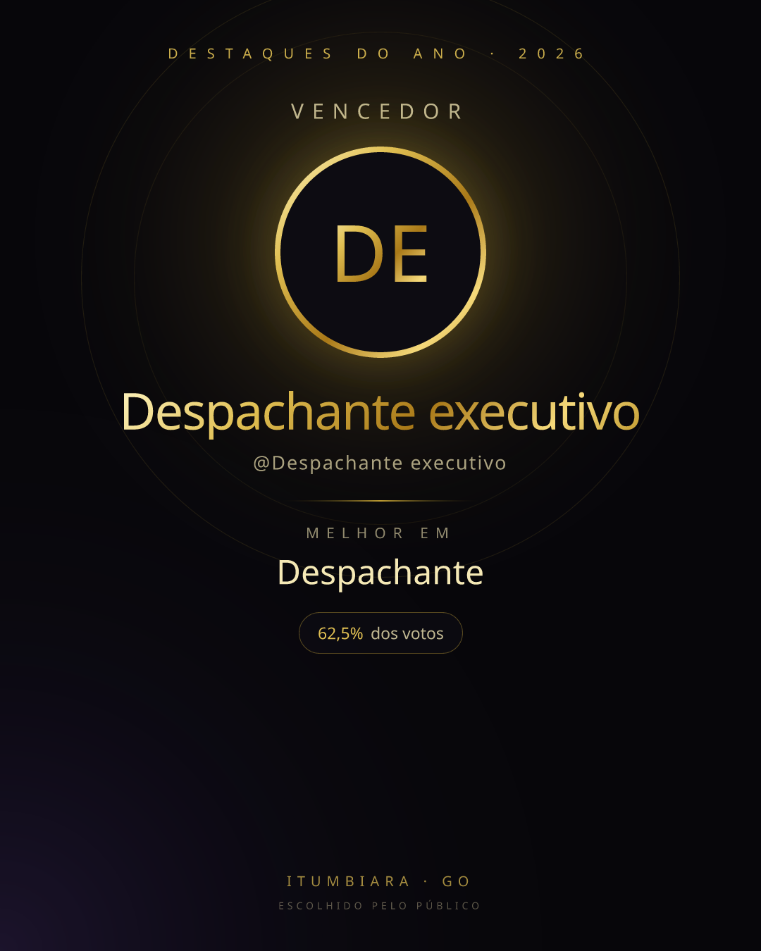 Card de vencedor de Despachante executivo