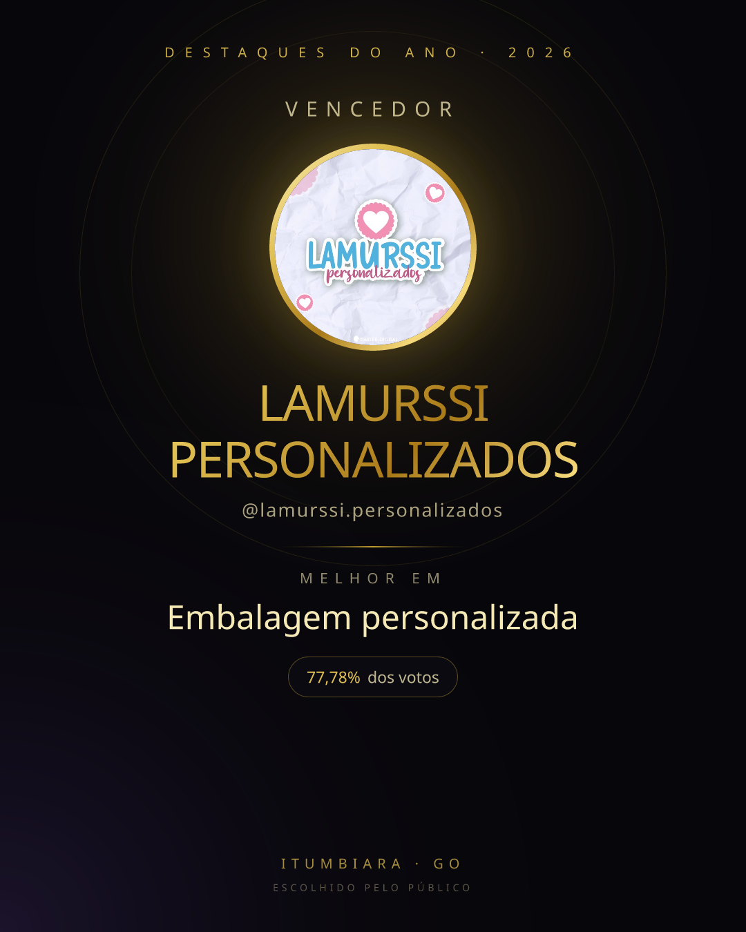 Card de vencedor de LAMURSSI PERSONALIZADOS