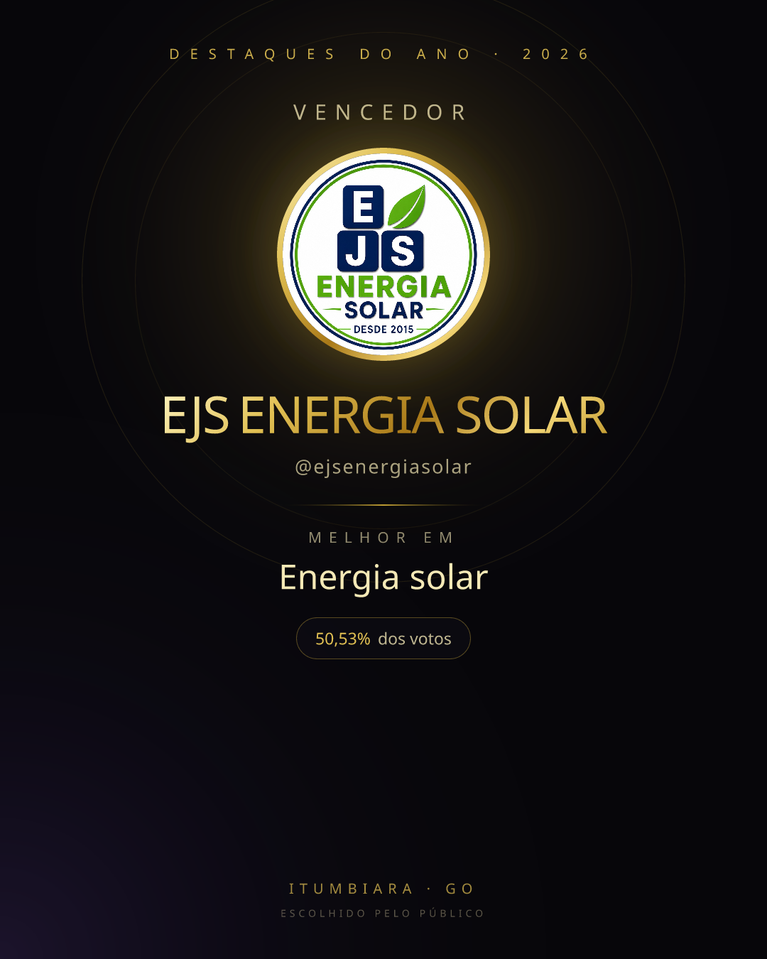 Card de vencedor de EJS ENERGIA SOLAR