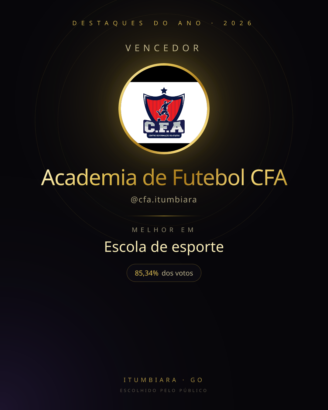 Card de vencedor de Academia de Futebol CFA