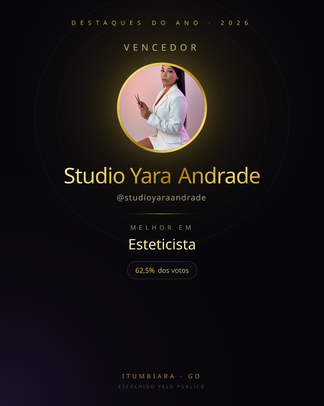 Card de vencedor de Studio Yara Andrade
