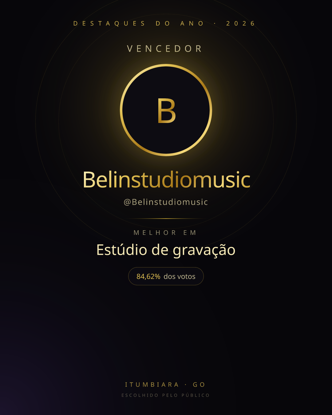 Card de vencedor de Belinstudiomusic