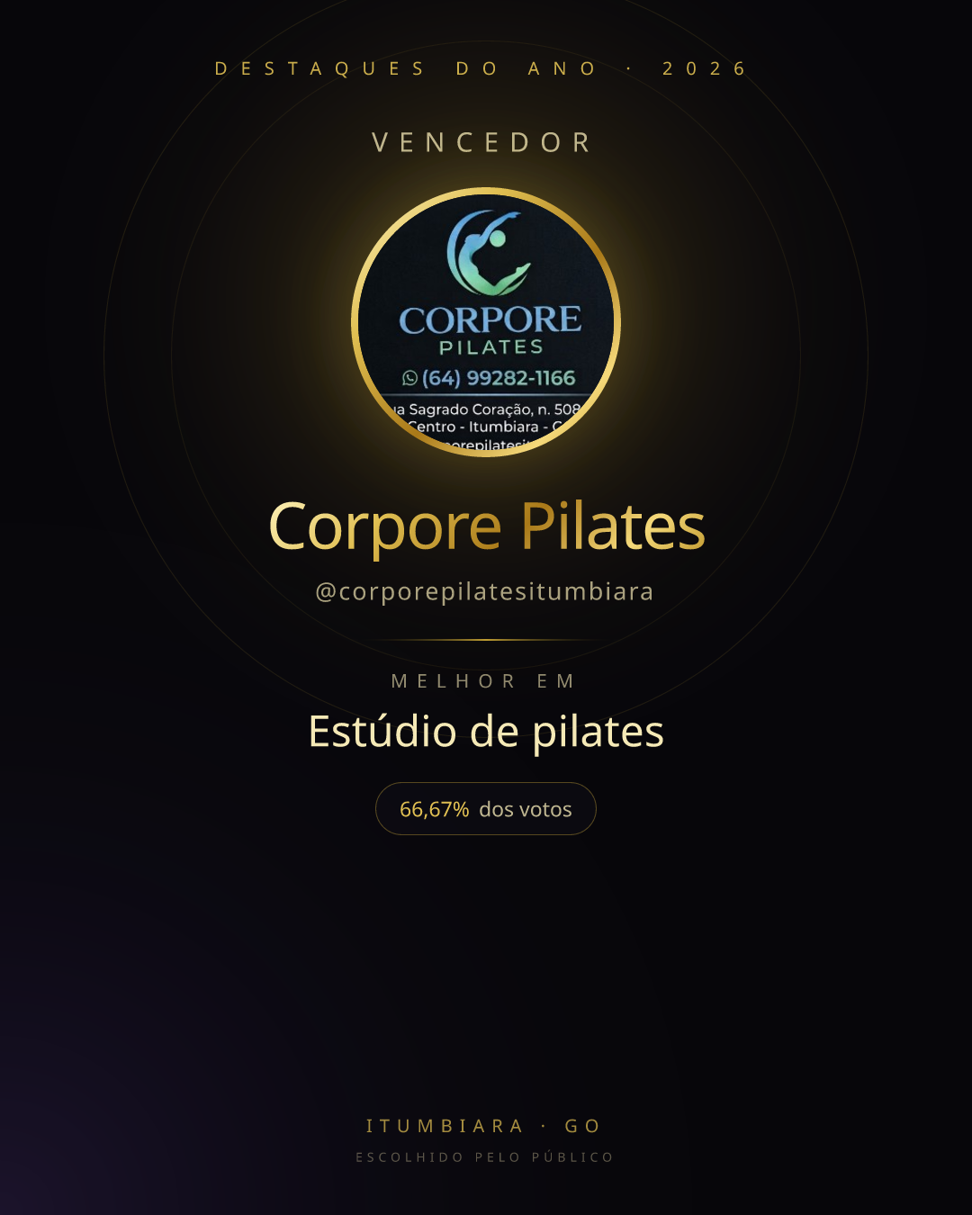 Card de vencedor de Corpore Pilates