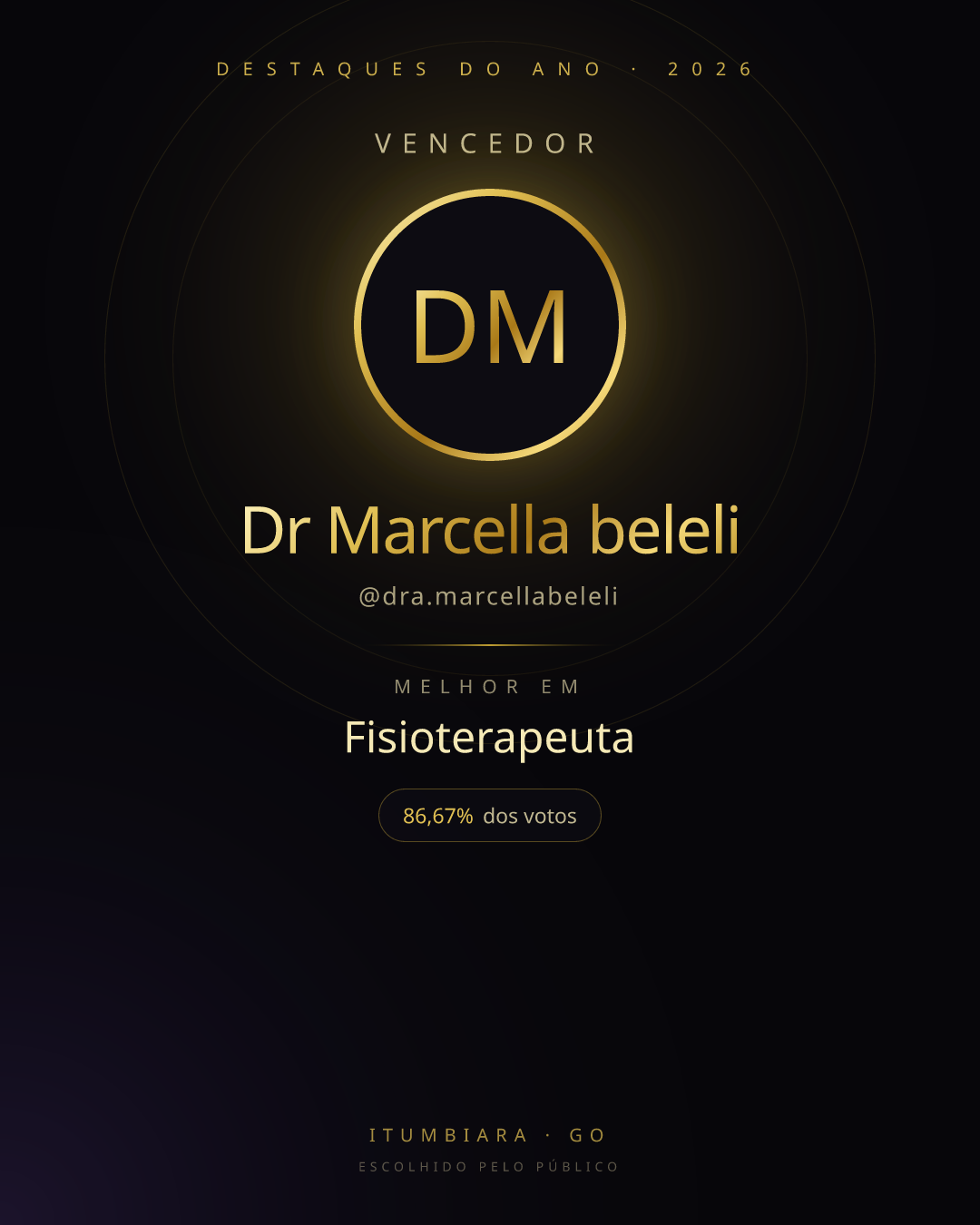 Card de vencedor de Dr Marcella beleli