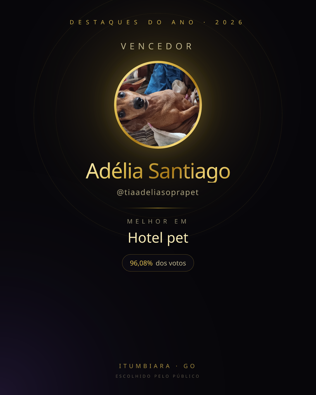 Card de vencedor de Adélia Santiago