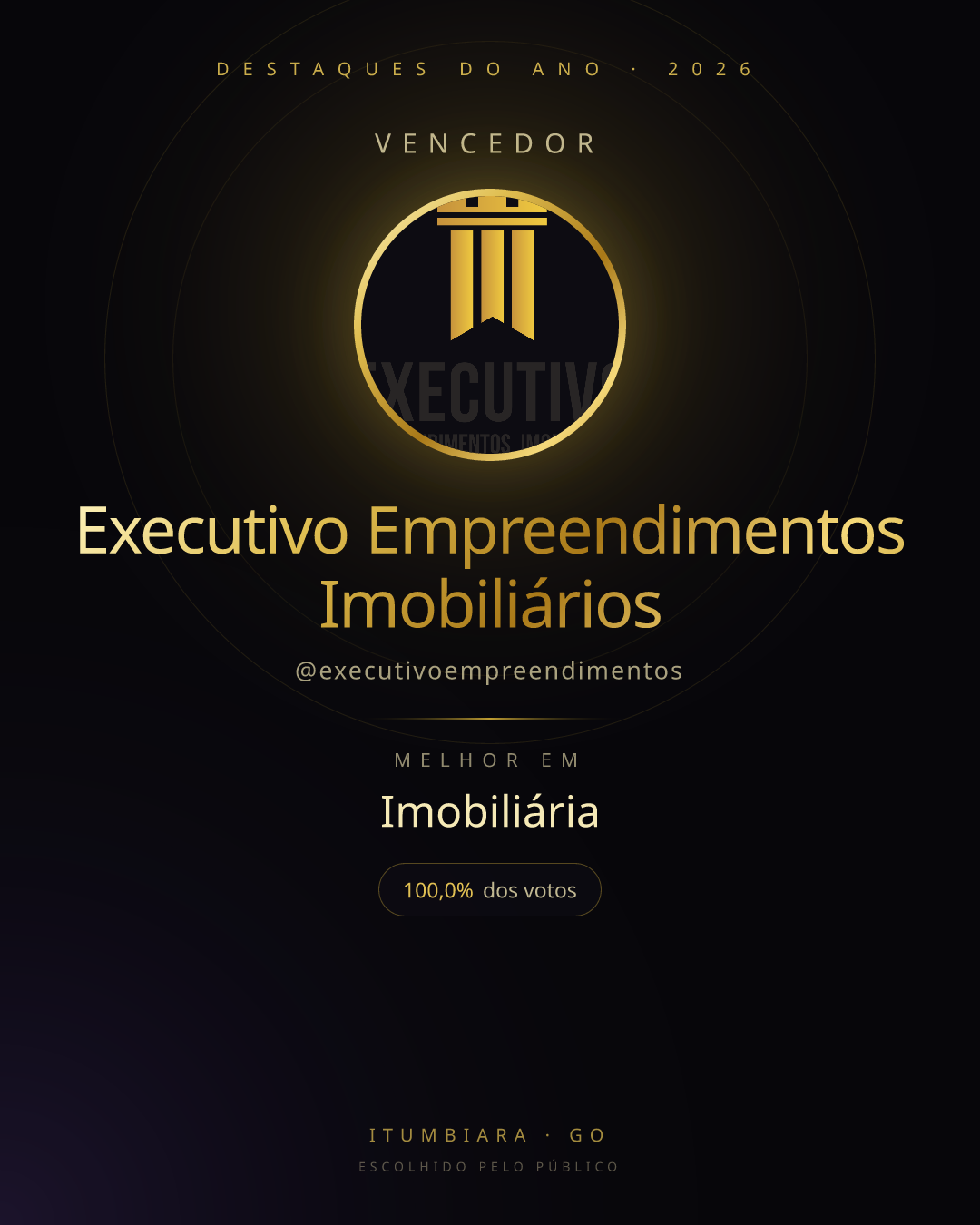 Card de vencedor de Executivo Empreendimentos Imobiliários