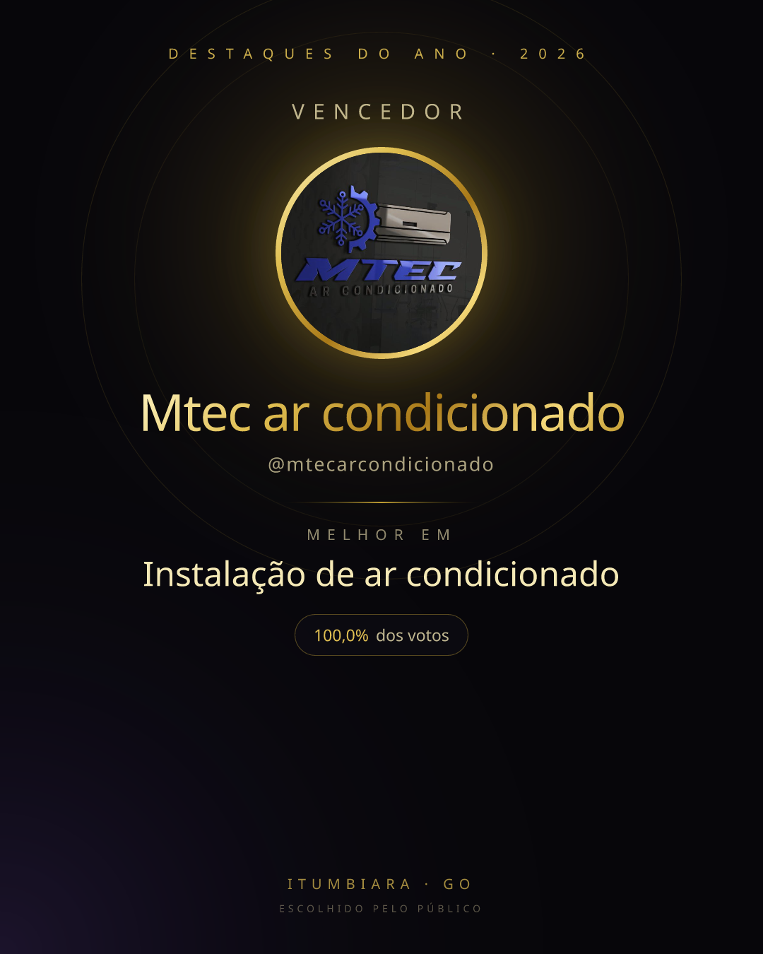 Card de vencedor de Mtec ar condicionado
