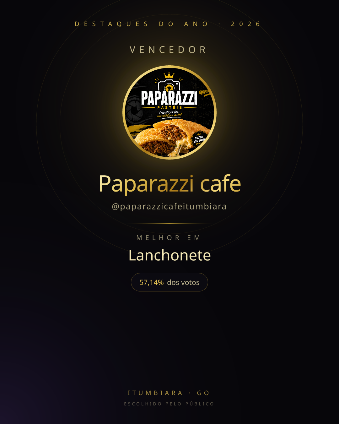 Card de vencedor de Paparazzi cafe