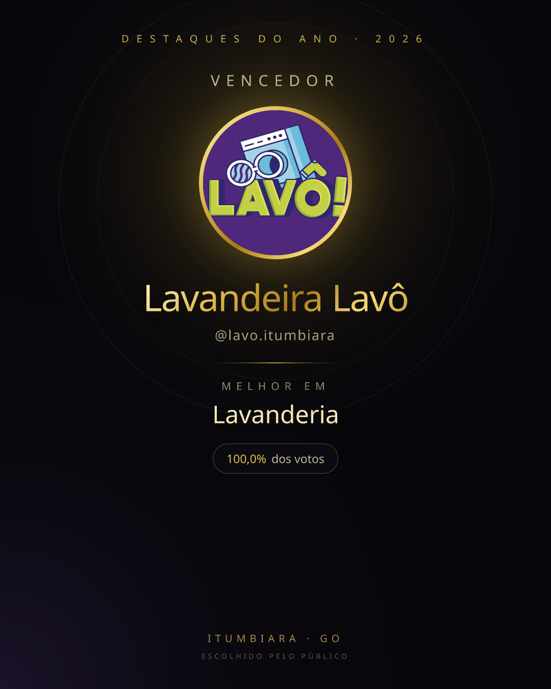 Card de vencedor de Lavandeira Lavô