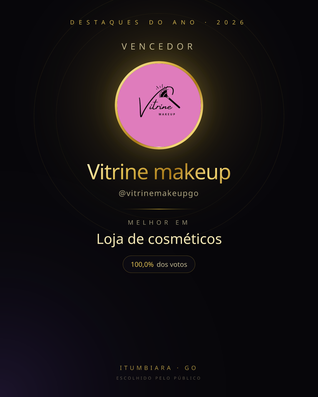 Card de vencedor de Vitrine makeup