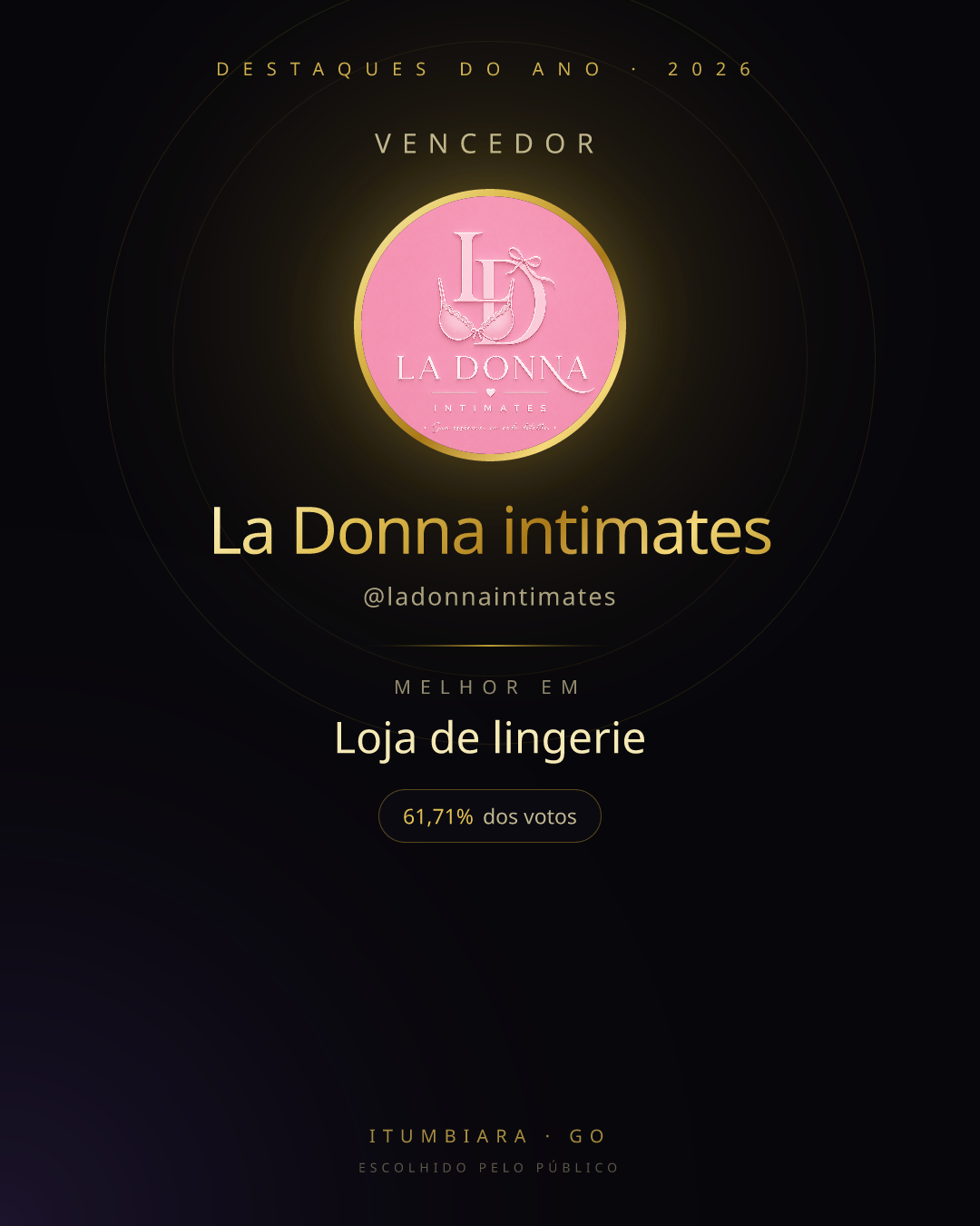 Card de vencedor de La Donna intimates