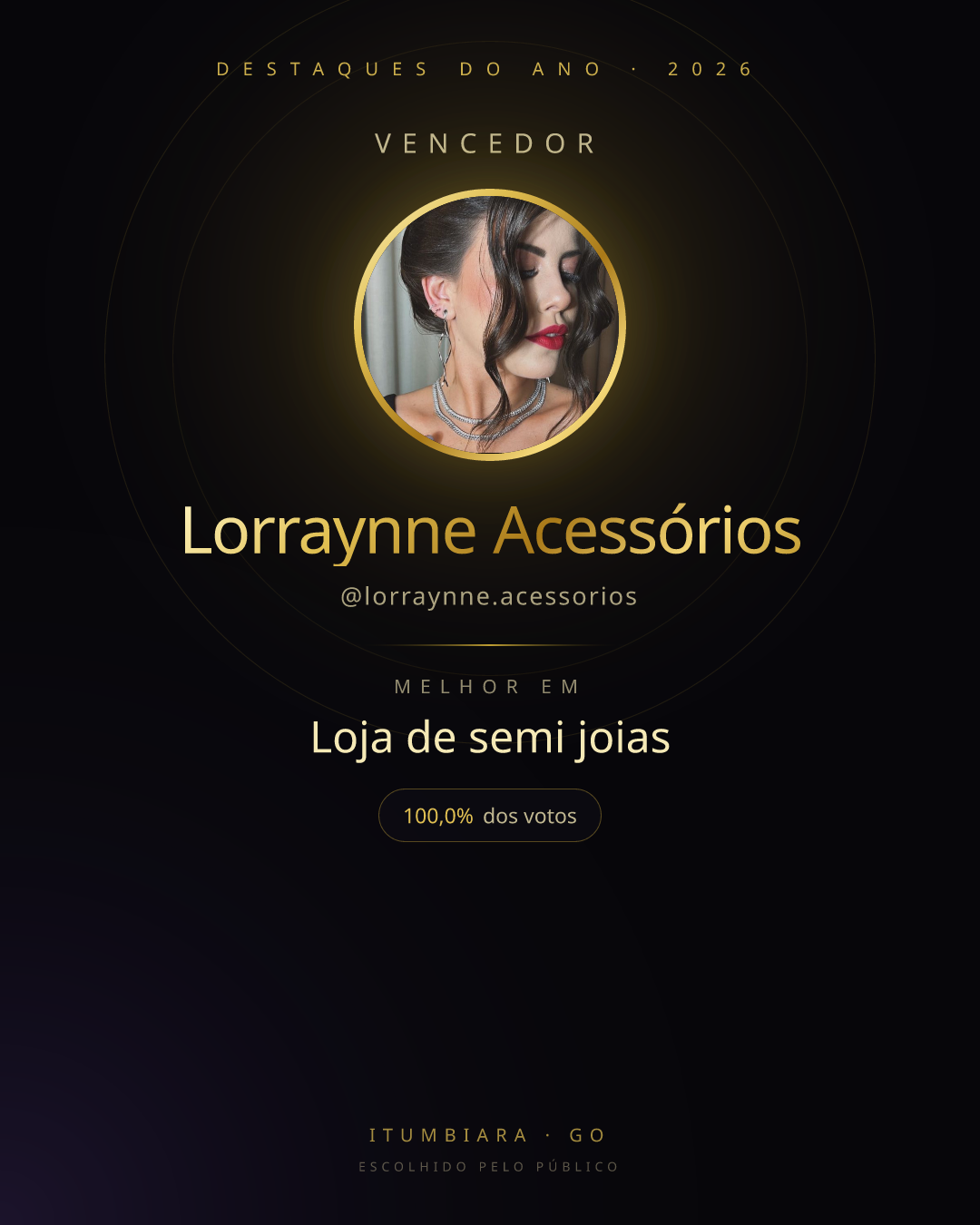 Card de vencedor de Lorraynne Acessórios