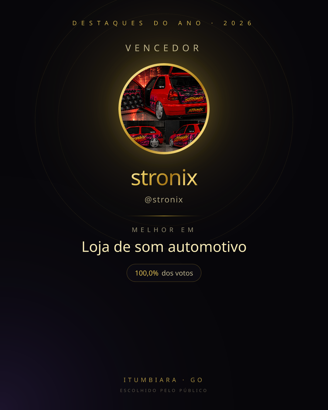 Card de vencedor de stronix
