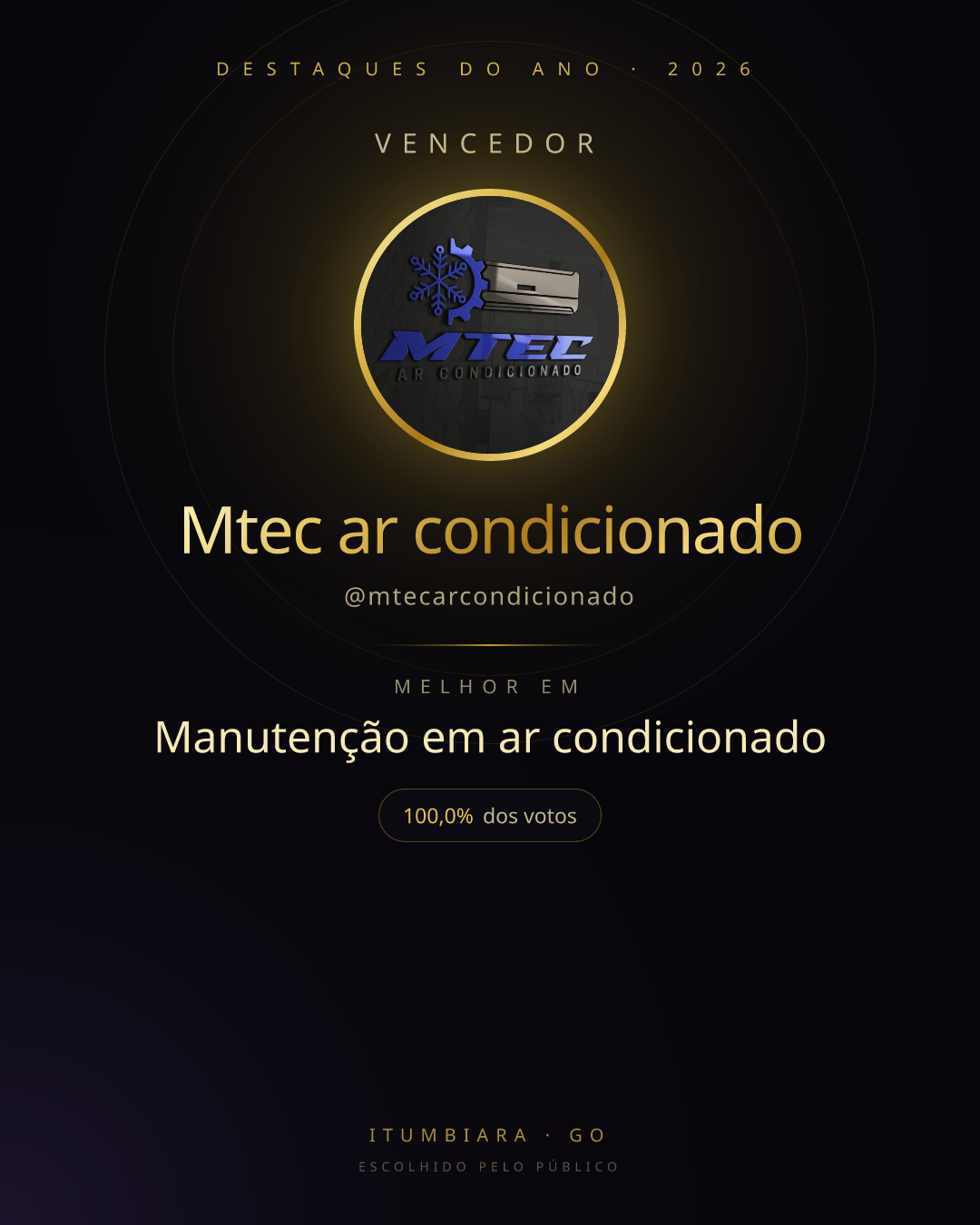 Card de vencedor de Mtec ar condicionado