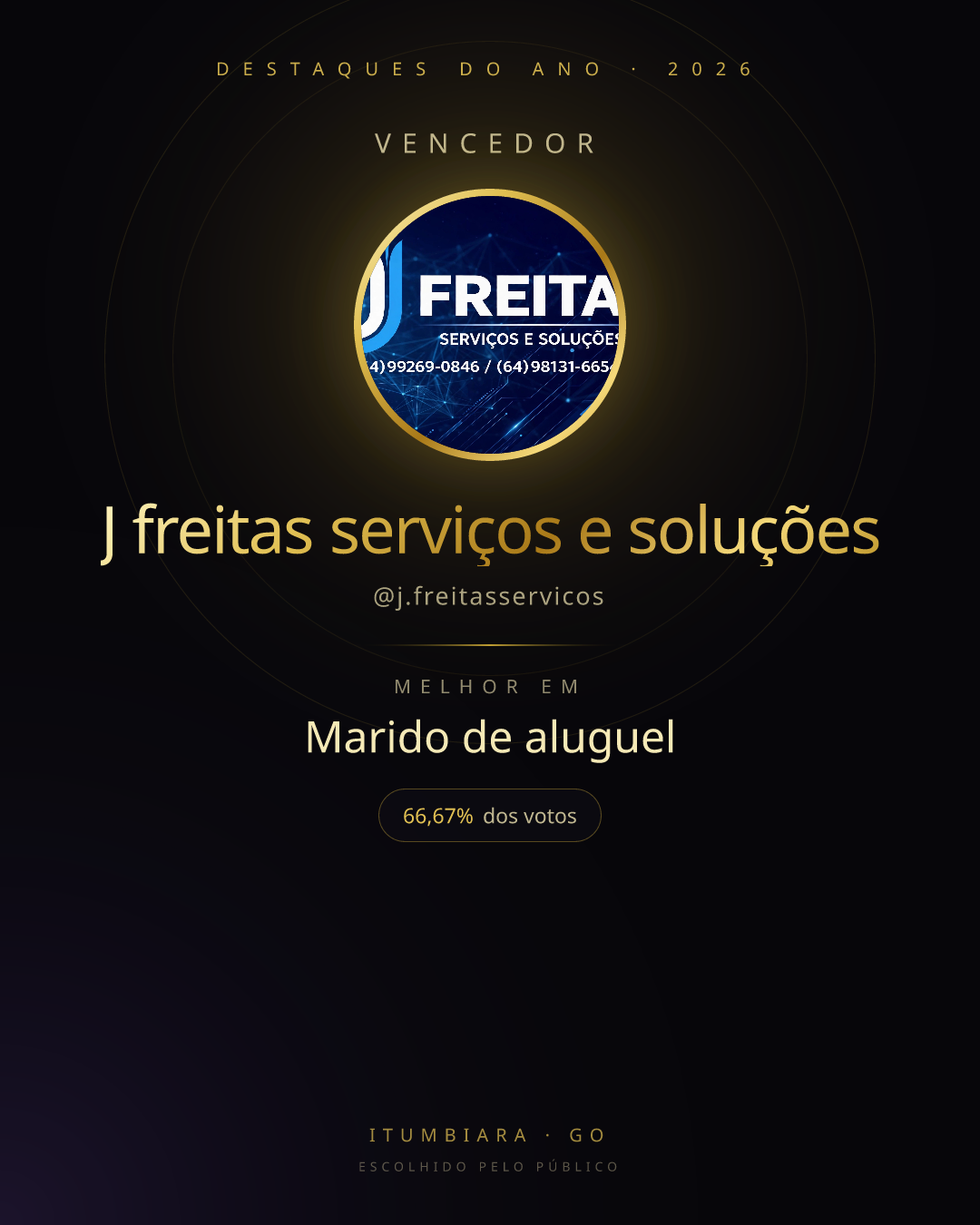 Card de vencedor de J freitas serviços e soluções