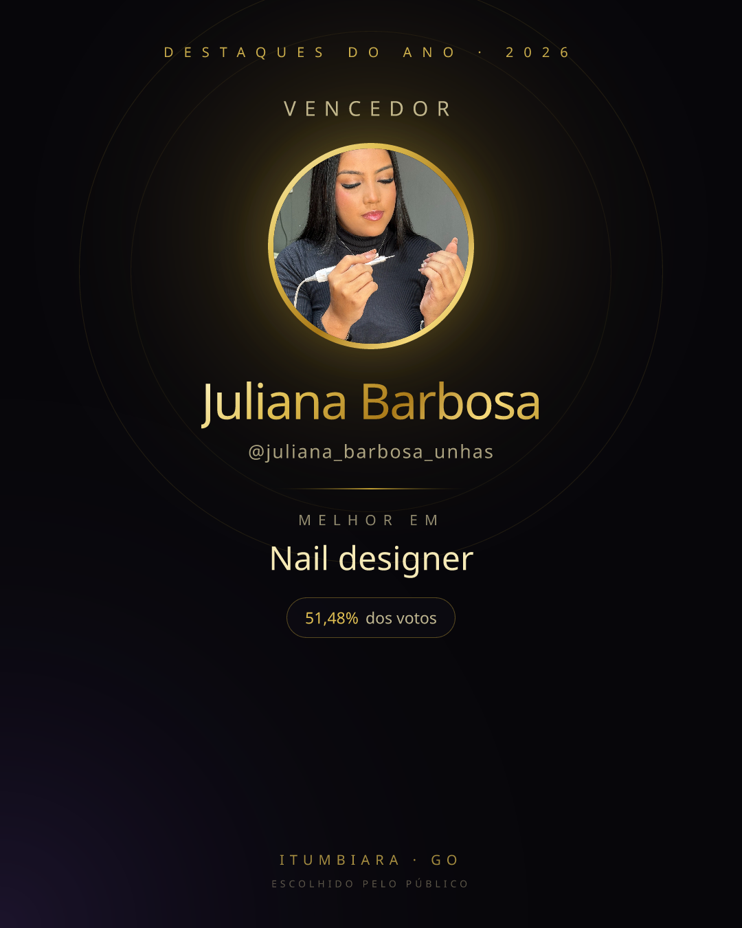 Card de vencedor de Juliana Barbosa