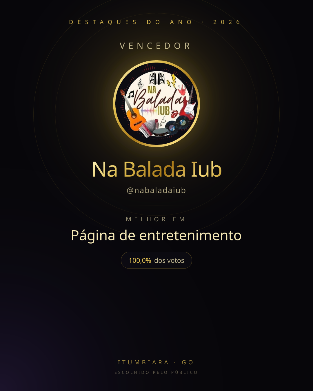 Card de vencedor de Na Balada Iub