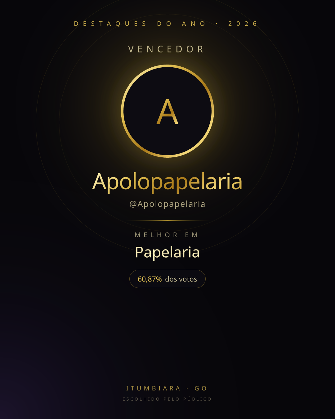 Card de vencedor de Apolopapelaria