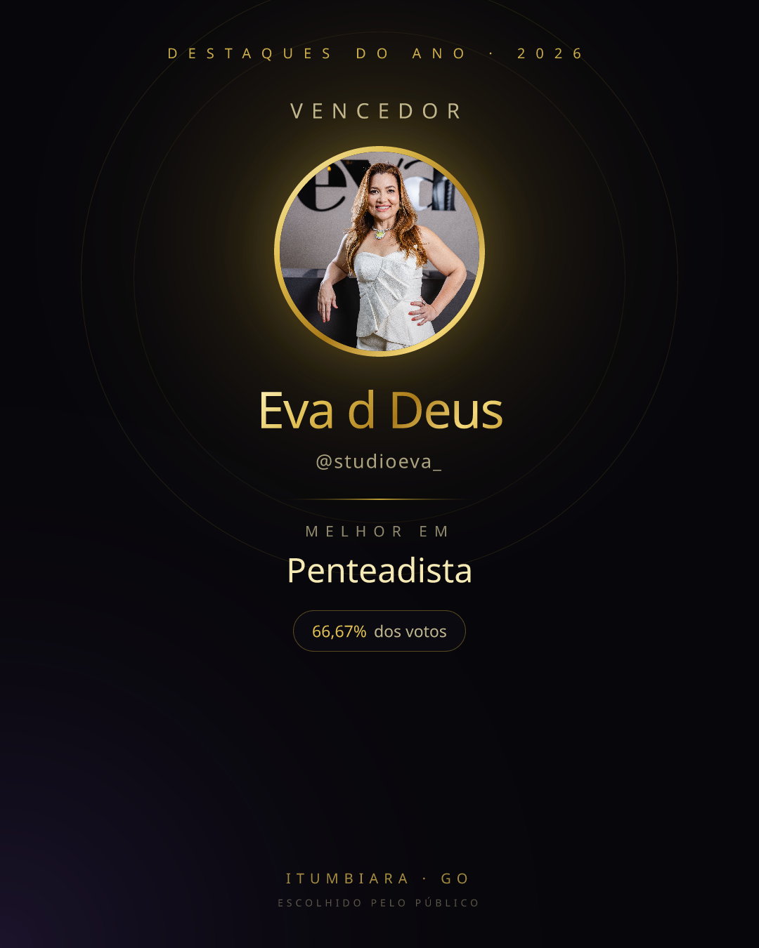 Card de vencedor de Eva d Deus