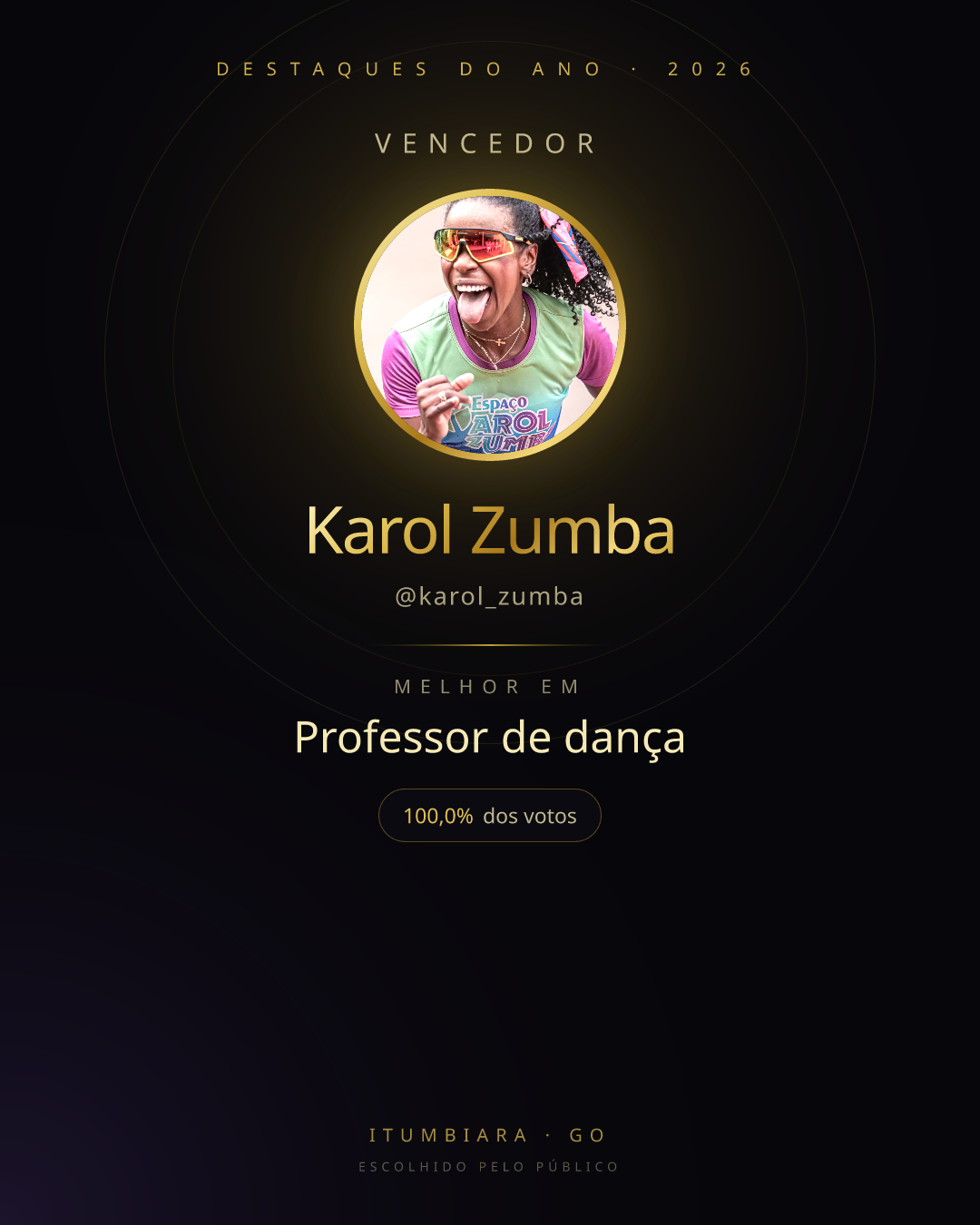 Card de vencedor de Karol Zumba