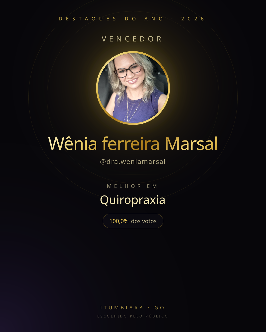 Card de vencedor de Wênia ferreira Marsal