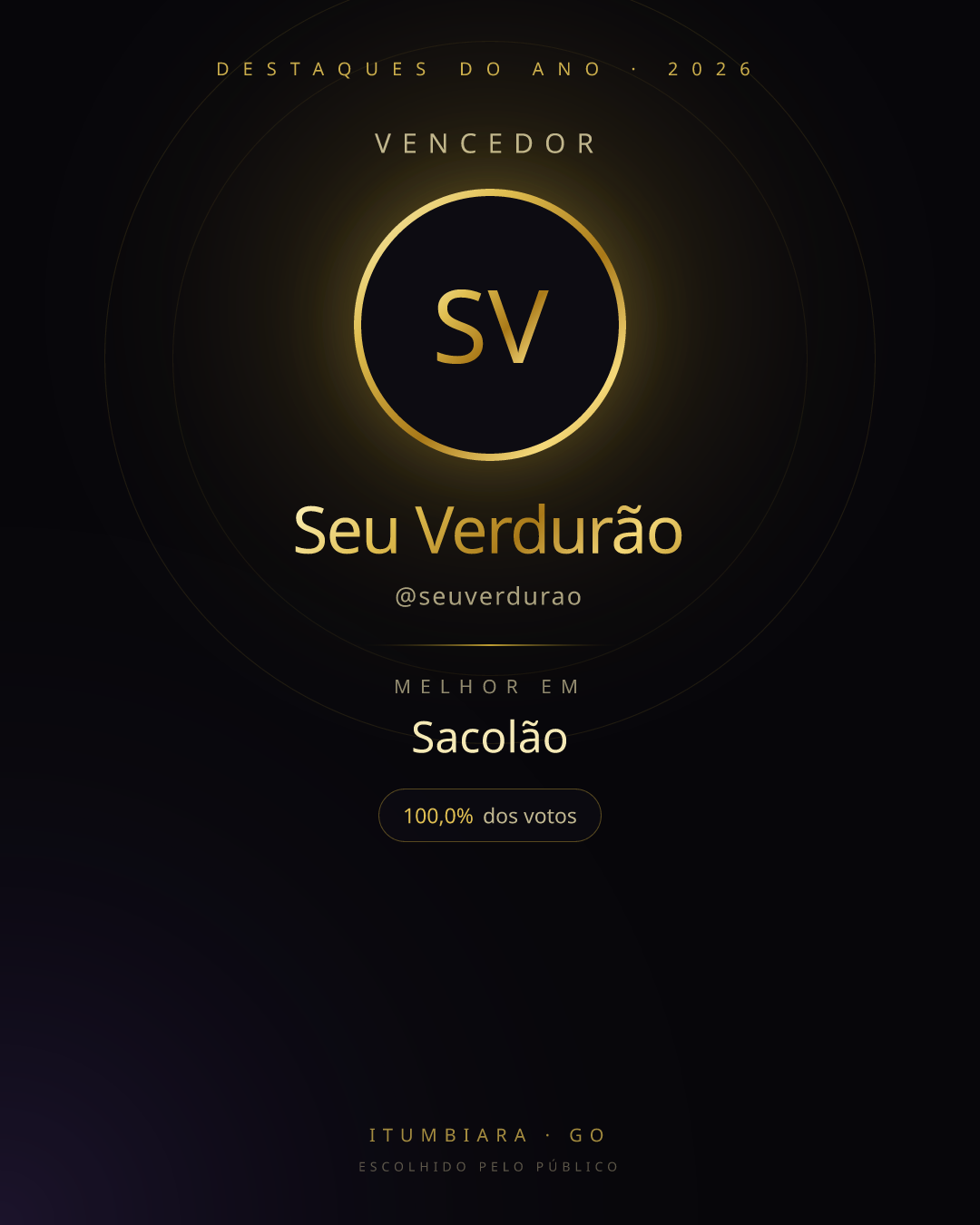 Card de vencedor de Seu Verdurão