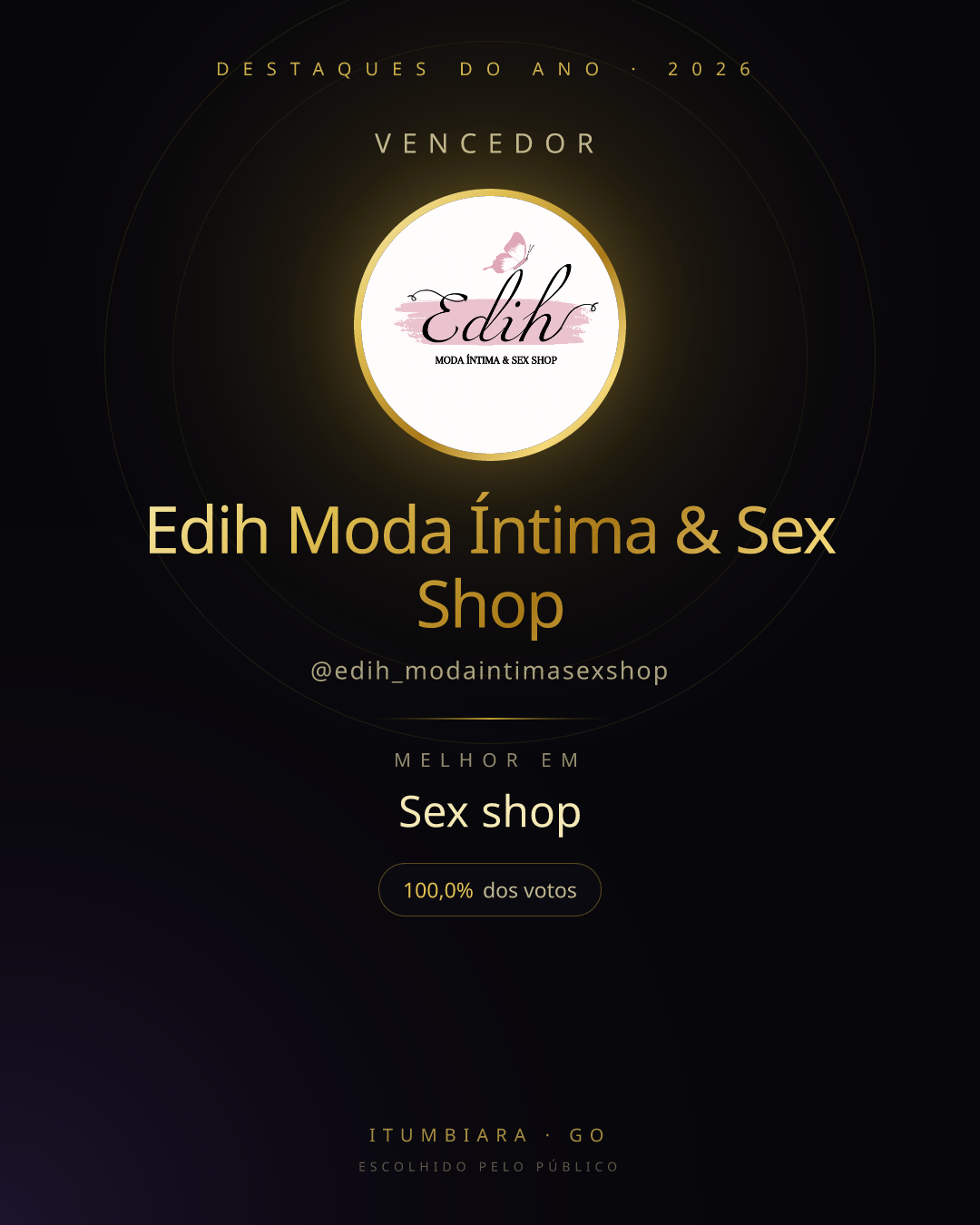 Card de vencedor de Edih Moda Íntima & Sex Shop
