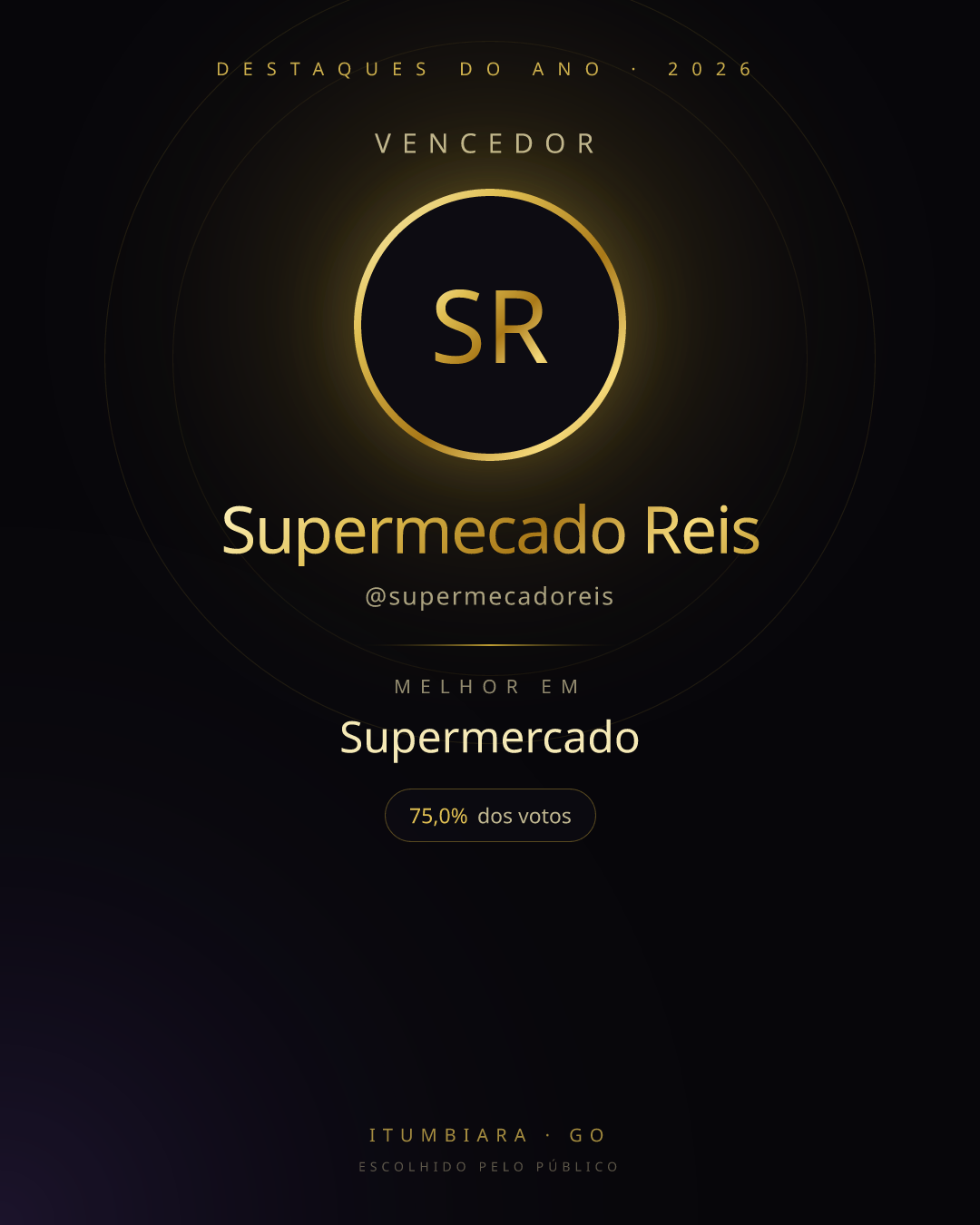Card de vencedor de Supermecado Reis