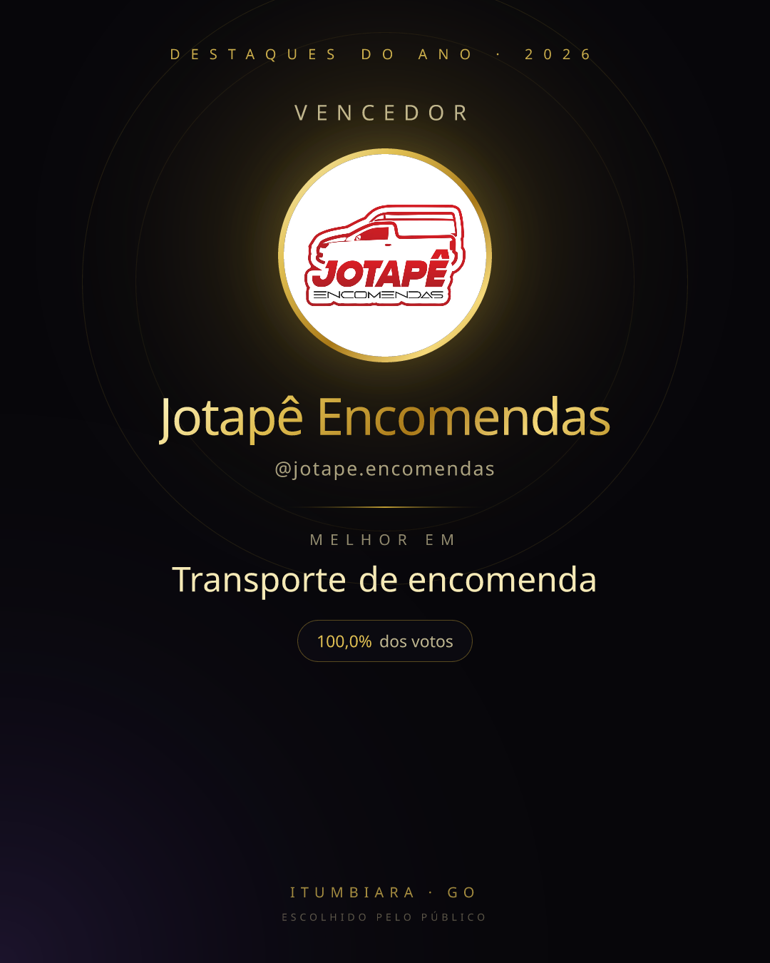 Card de vencedor de Jotapê Encomendas